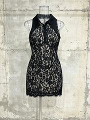 Elegant Sleeveless Lace Bodycon Mini Dress