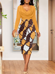 African Print High Waist Elegant Dress