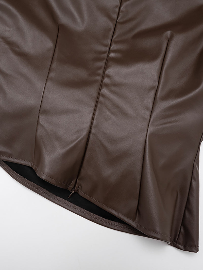 Fashion Asymmetrical Faux Leather Top