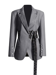 Fashion Patchwork Lace-up Suit Coat