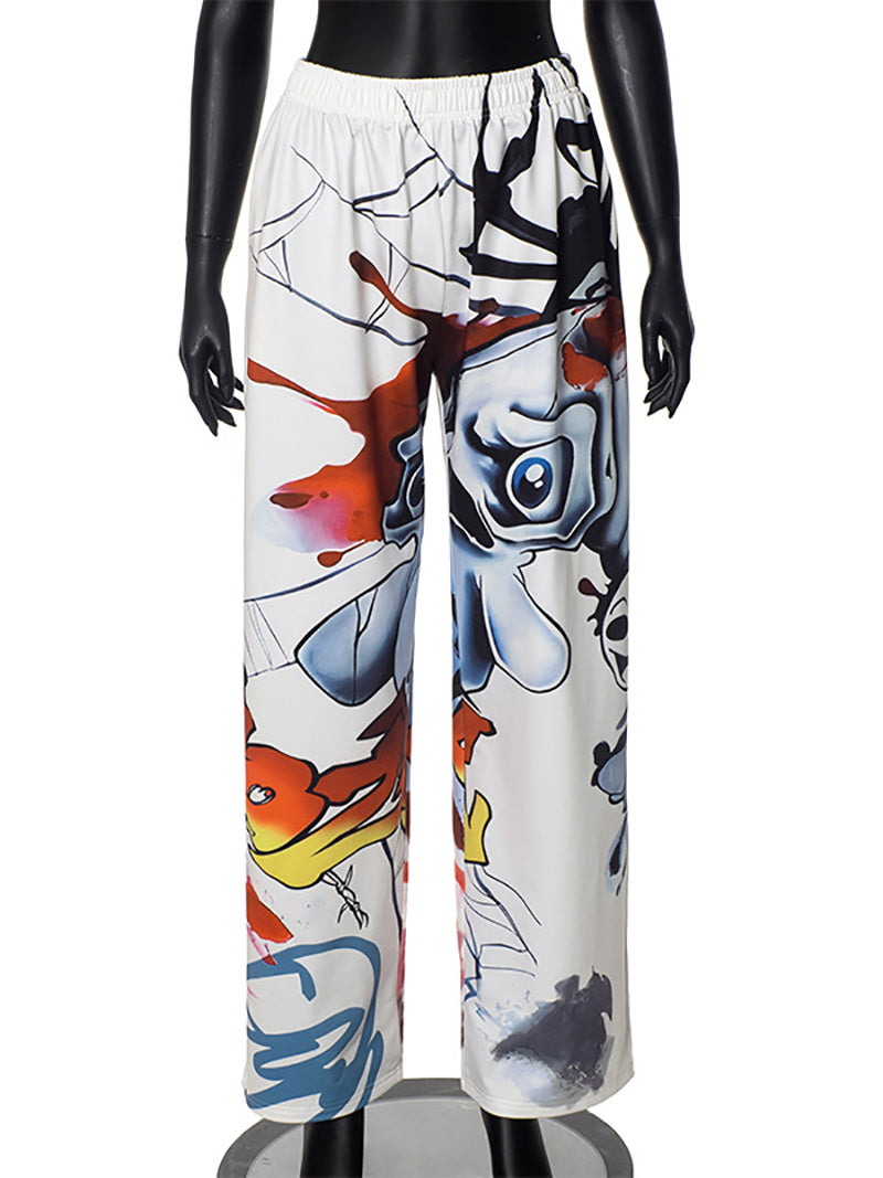 Digital Print Loose Casual Sweatpants