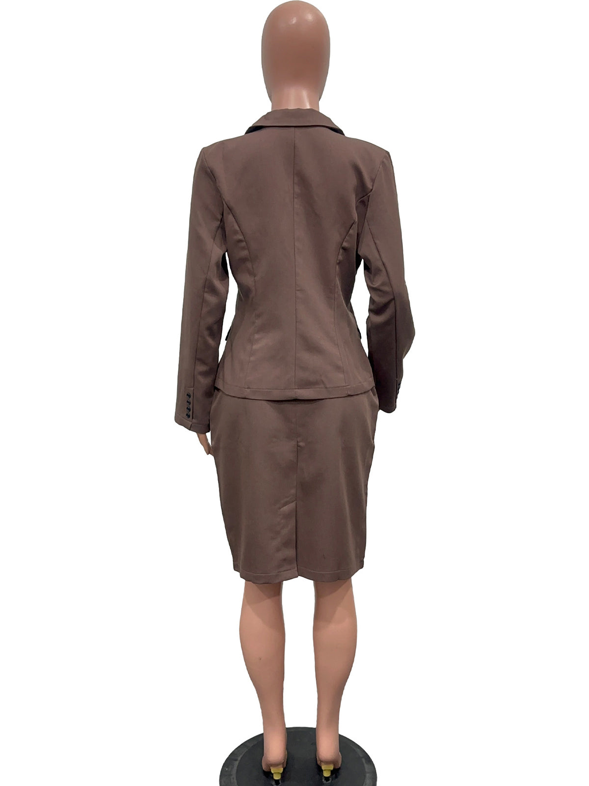 Elegant Slim Solid Blazer And Package Hip Skirt Suit