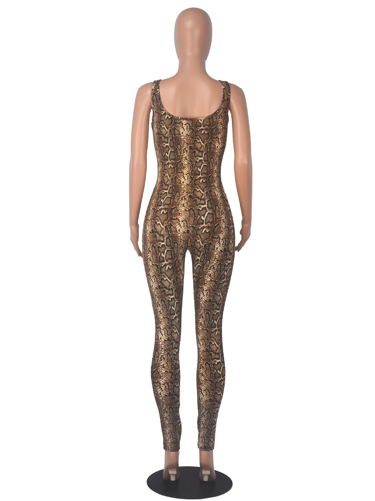 Casual Panther Print Bodycon Jumpsuit