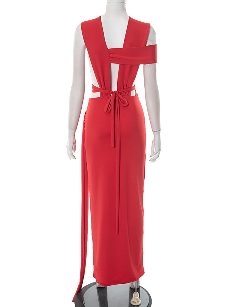 Sexy Circular Ring Patchwork Hollow out Bodycon Dress