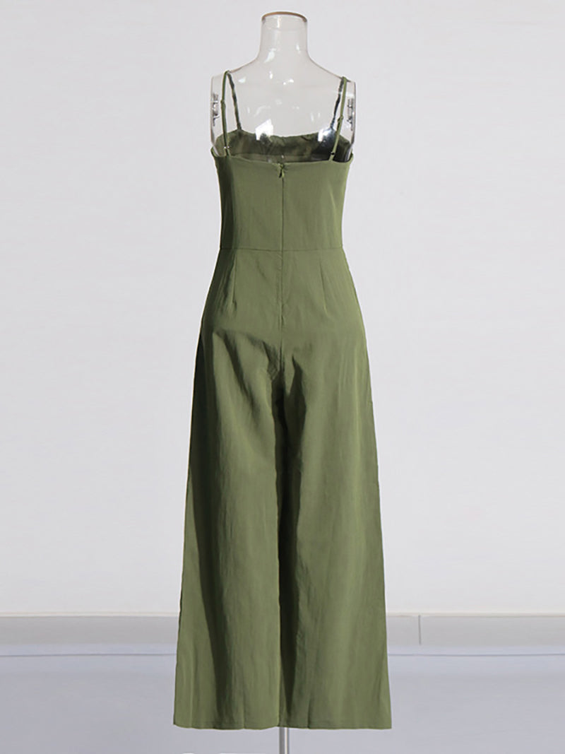 High Waist Suspender Wide Leg Jumpsuit