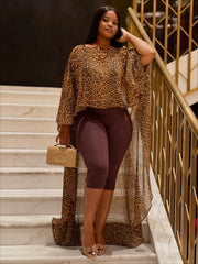 Leopard Print Asymmetric Blouse