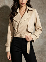 Cropped Suede Waist Tailored Jacket-boutique