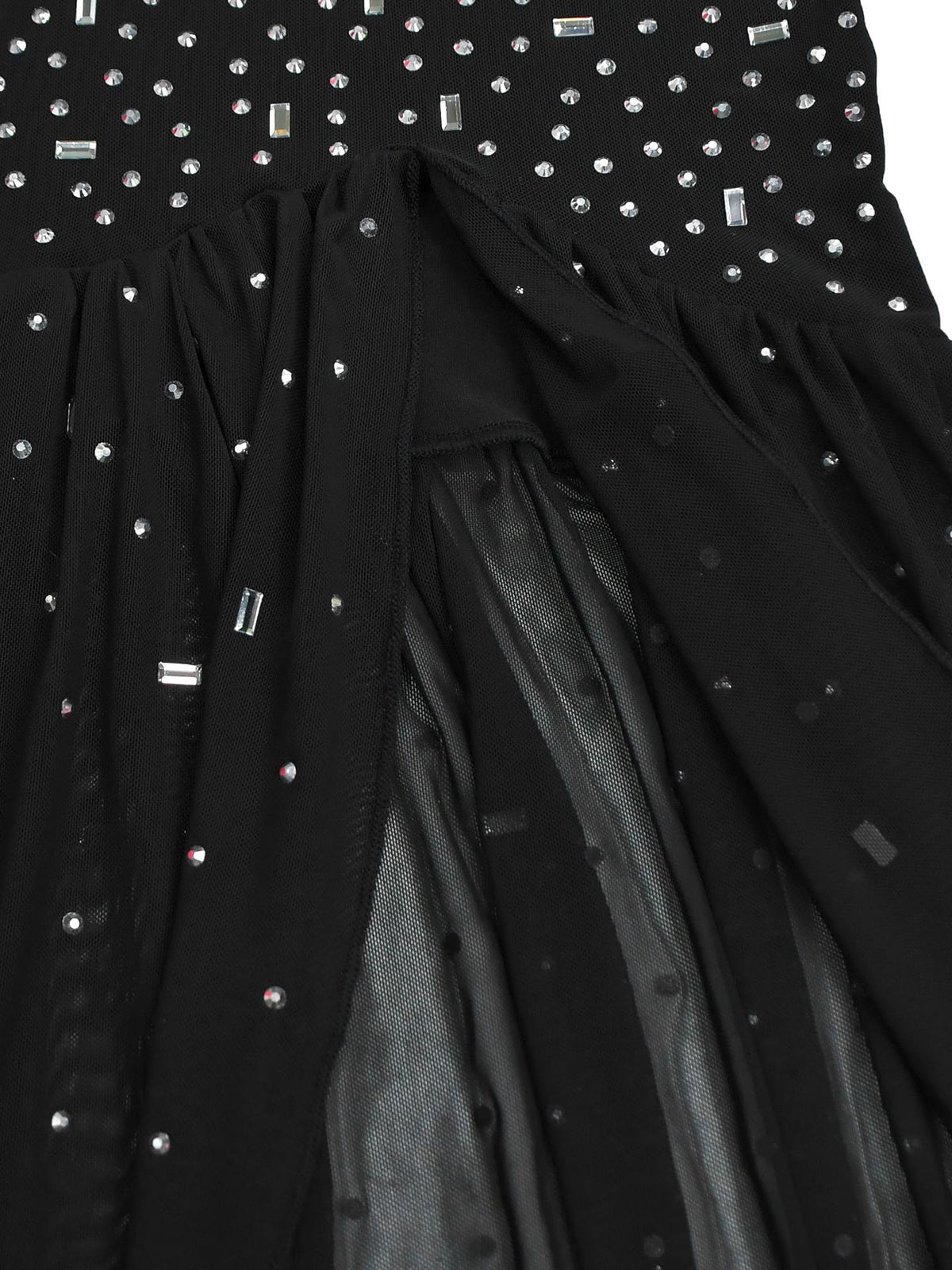 Sexy Spaghetti Strap Rhinestone Mesh Maxi Dress