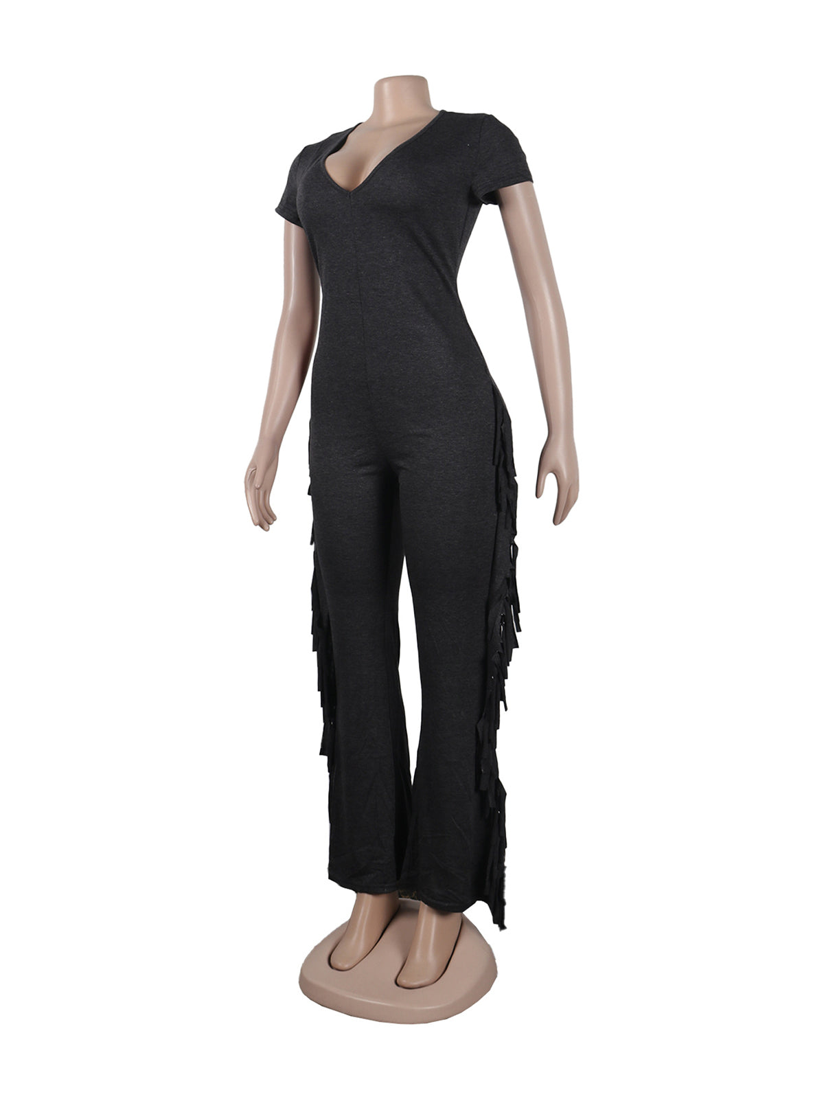 Sexy V Neck Slim Fringe Jumpsuit