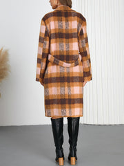 Chic check-print Imitation Wool oversized coat