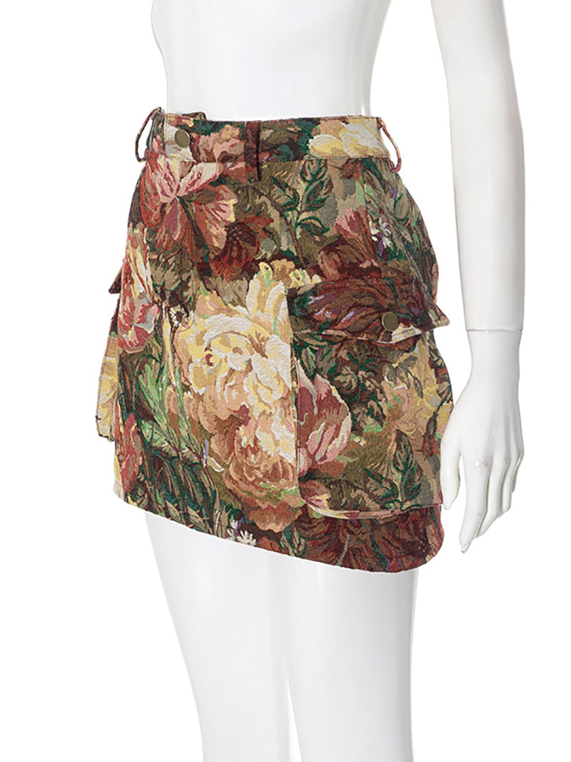 Tea Time Jacquard Mini Skirt