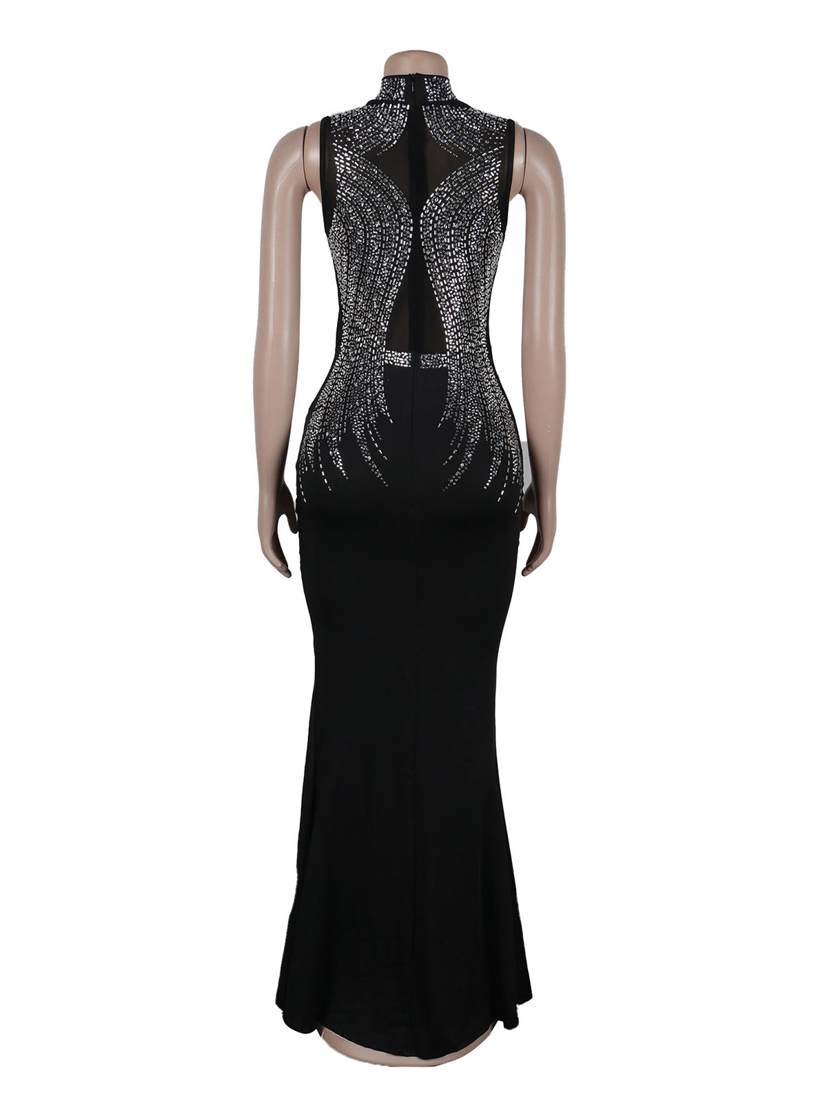 Rhinestone Sheer Mesh Sexy Dress