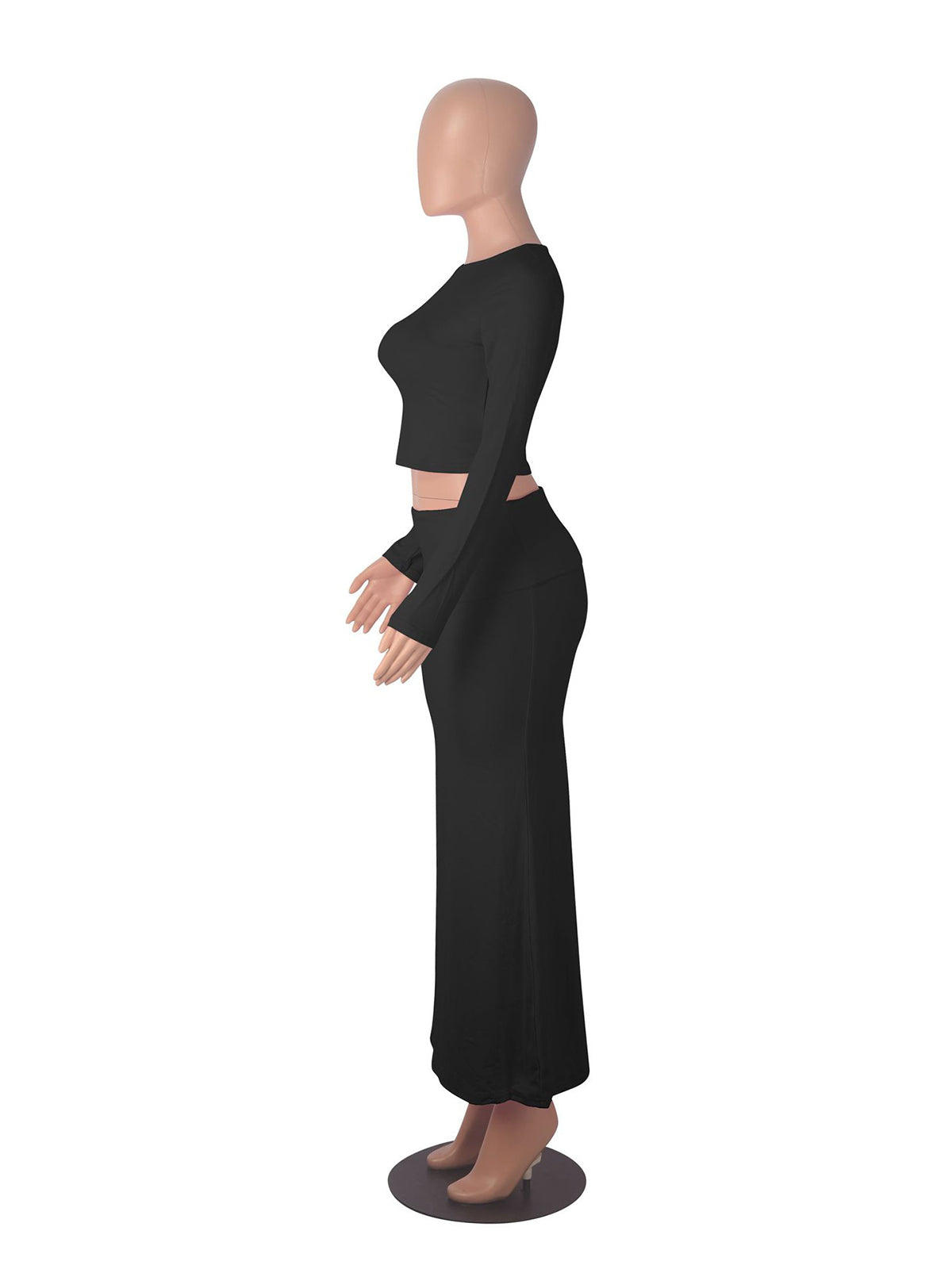 Long Sleeve Bodycon Pullover Top Maxi Skirt Set