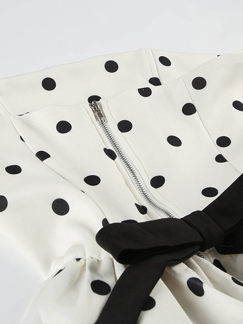 Sexy Polka Dot Backless Bow Strapless Mini Dress