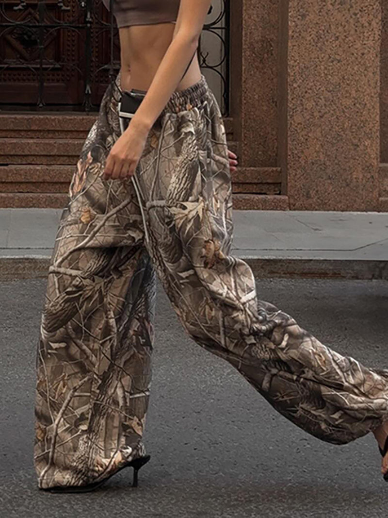 Print Drawstring Waist Loose Pants