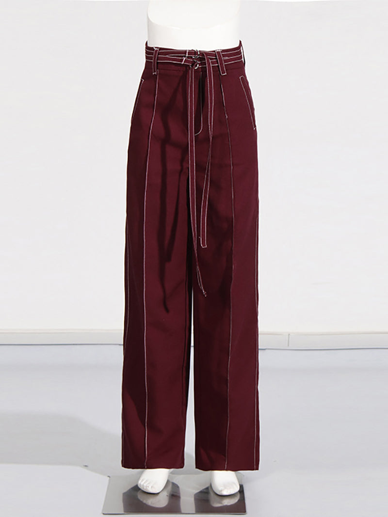 Fashion Irregular Hem Top High Waist Trousers Set