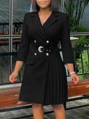 Fashion Cinched Waist Folding Stitching Blazer Dress