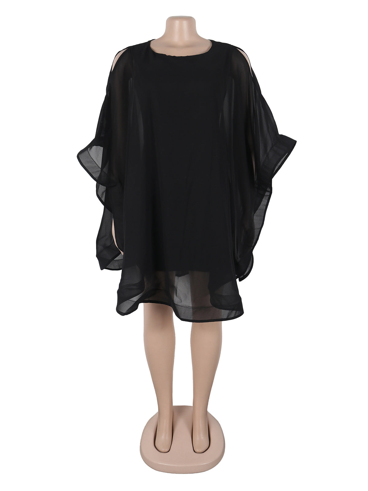 Fashion Chiffon Ruffle Sleeve Loose Mini Dress