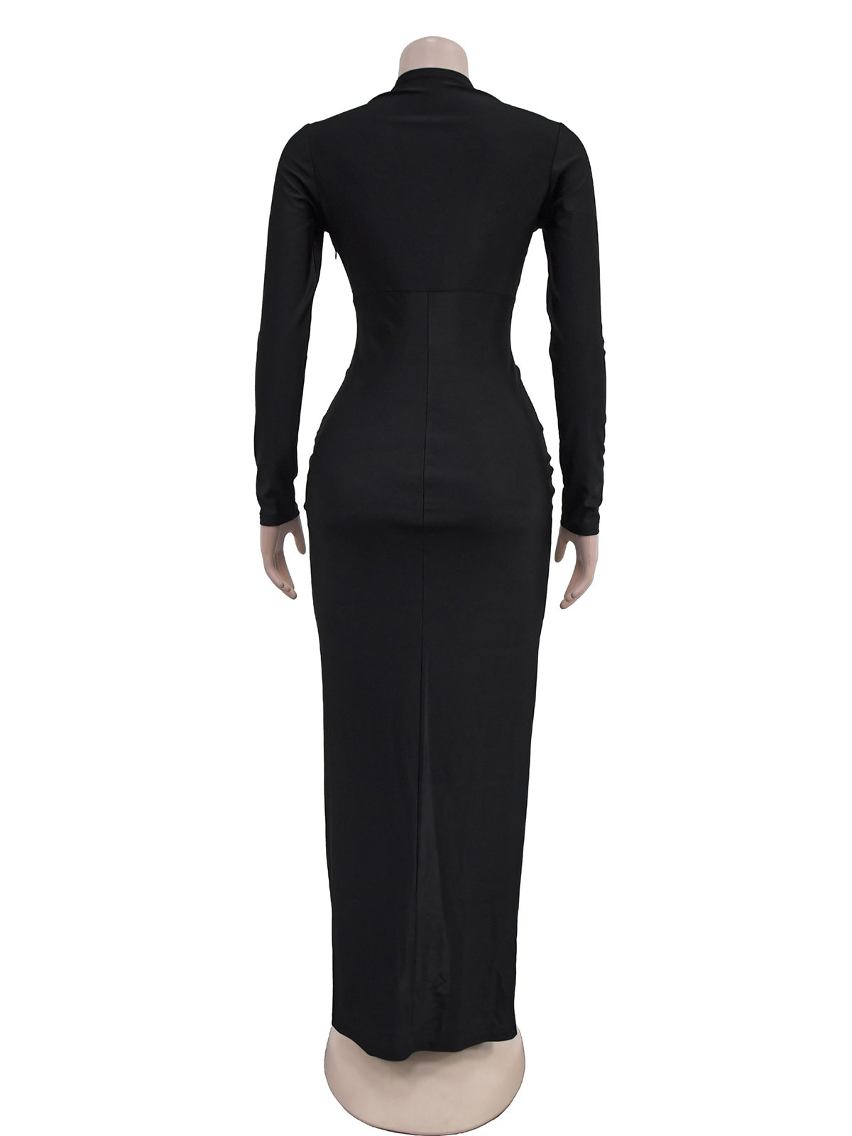 Midnight Allure Sexy Deep V Ruched Maxi Dress