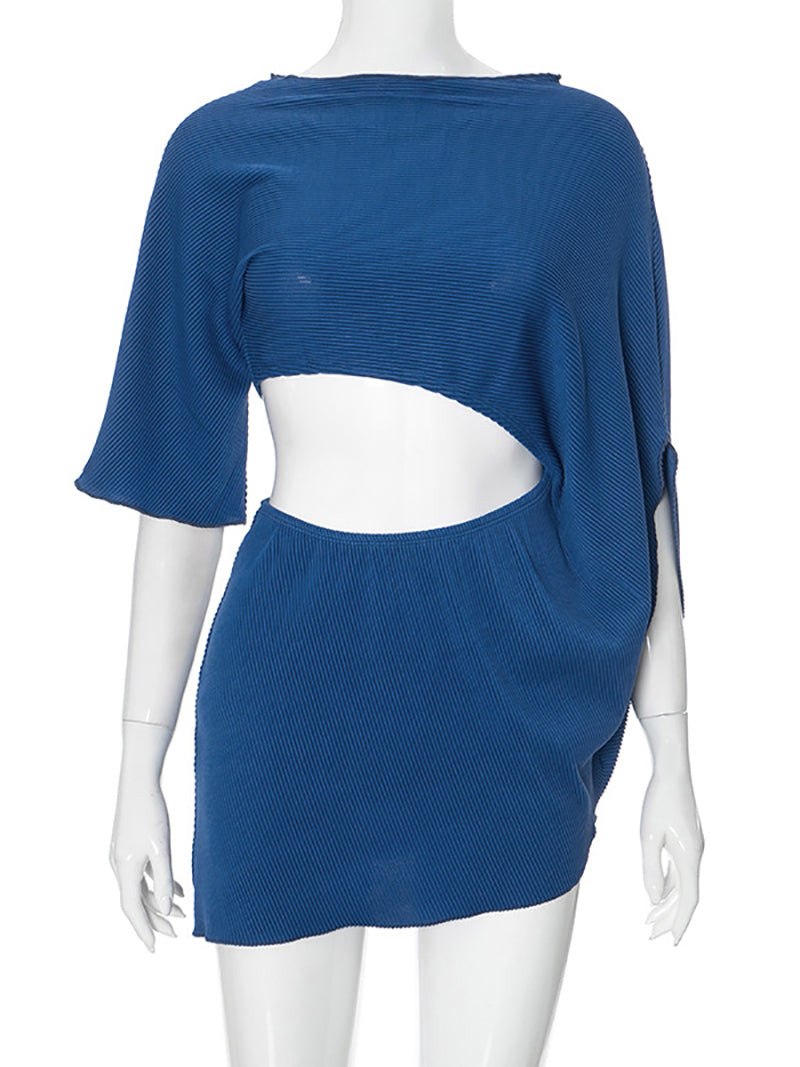 Half Sleeve Hollow Out Irregular Night Club Loose Dress