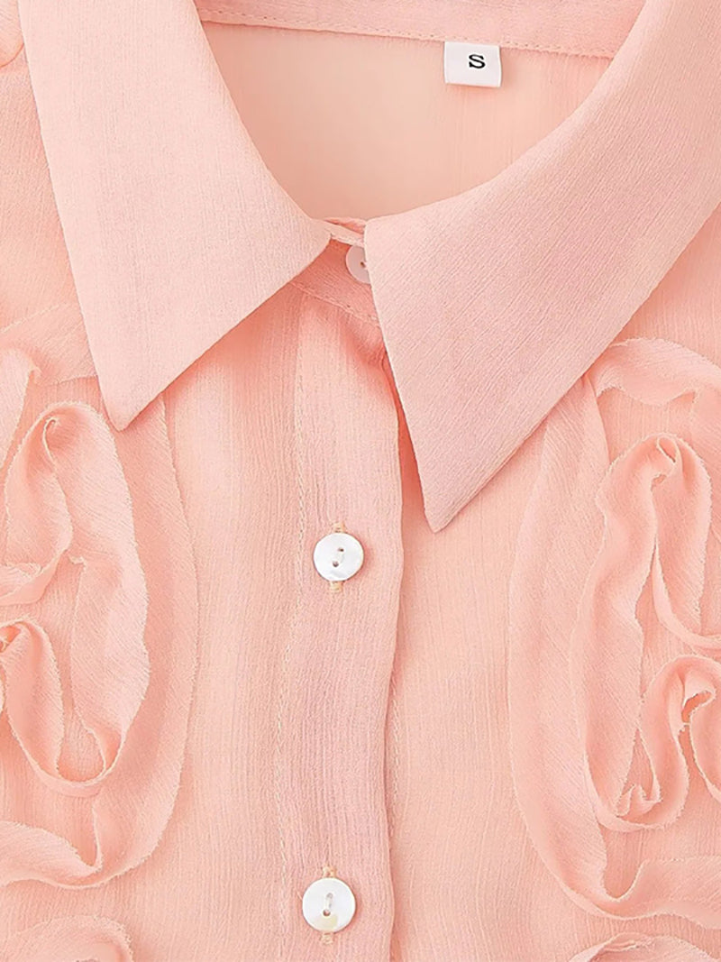 Fashion Lacework Patchwork Button-up Shirt