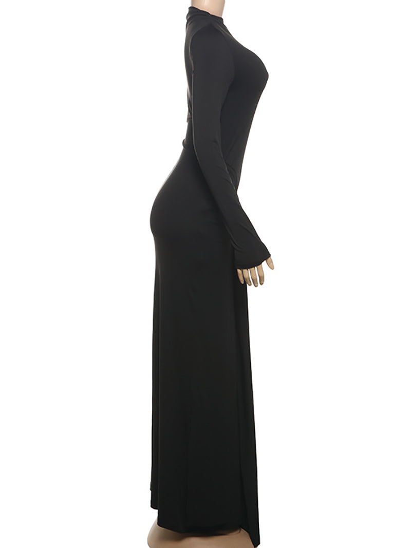 Elegant Bandage Ruched Bodycon Maxi Dress