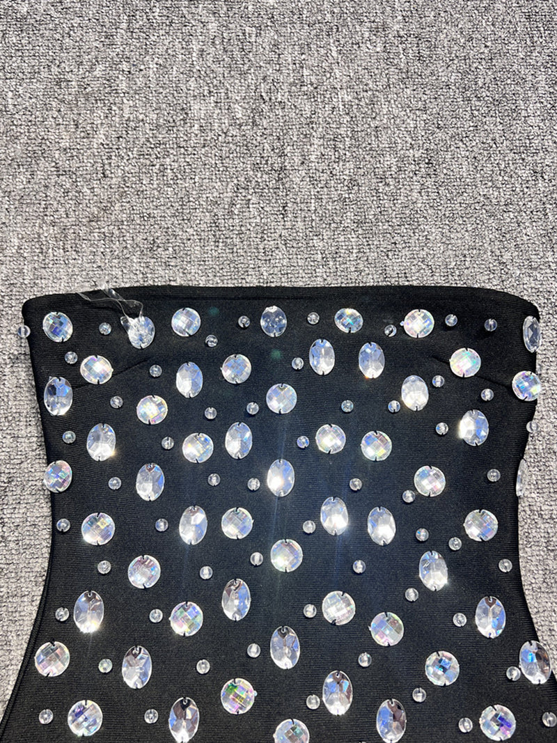 Sexy Crystal Embellished Strapless Mini Dress