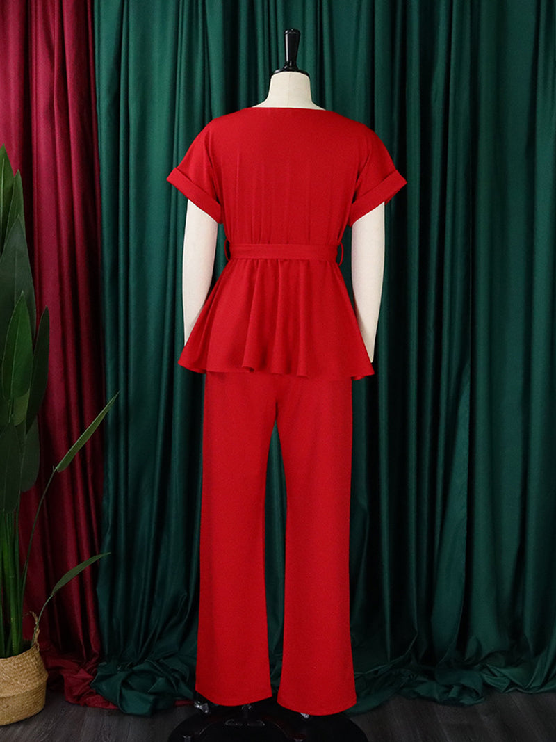 Elegant Bandage Top And Wide Leg Pants Sets