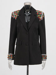 Rhinestone Single-breasted Embroidered Blazer