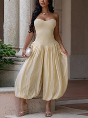 Sexy Strapless Slim-fit Balloon Leg Jumpsuit