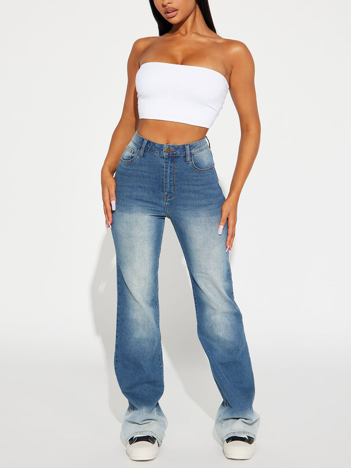 Fashion Elastic Flared Trousers Jeans