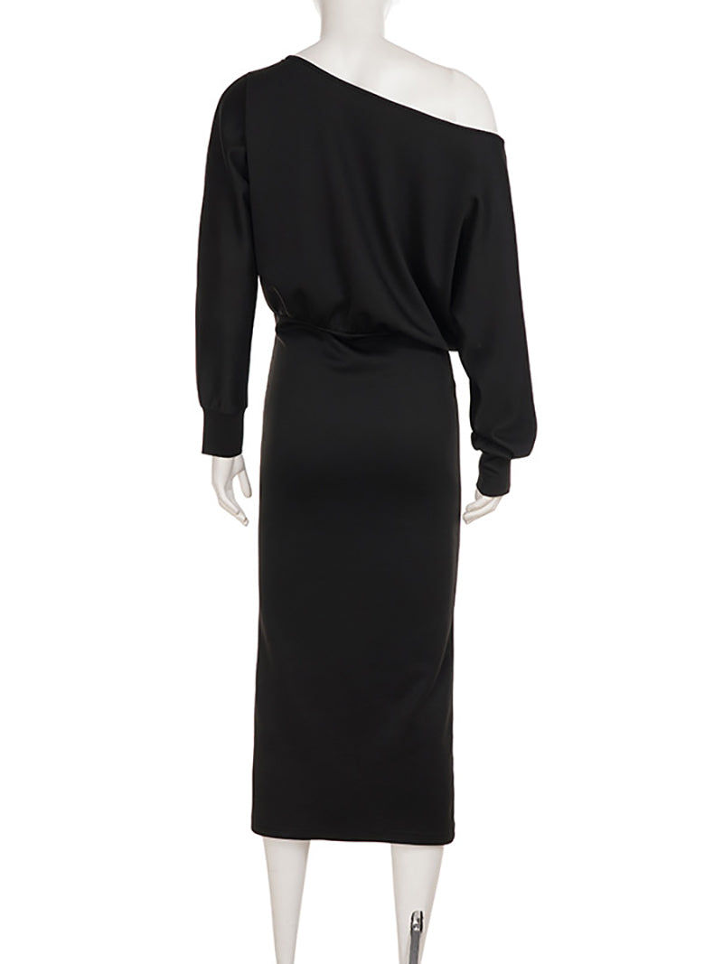 Fashion Slouchy Off Shoulder Slim Midi Dress
