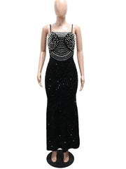 Embellished Bodice Sequin Cami Maxi Dress