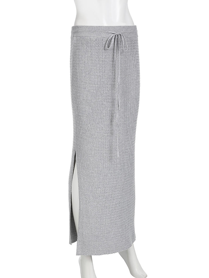 Elegant Knitwear Low Waisted Maxi Skirt