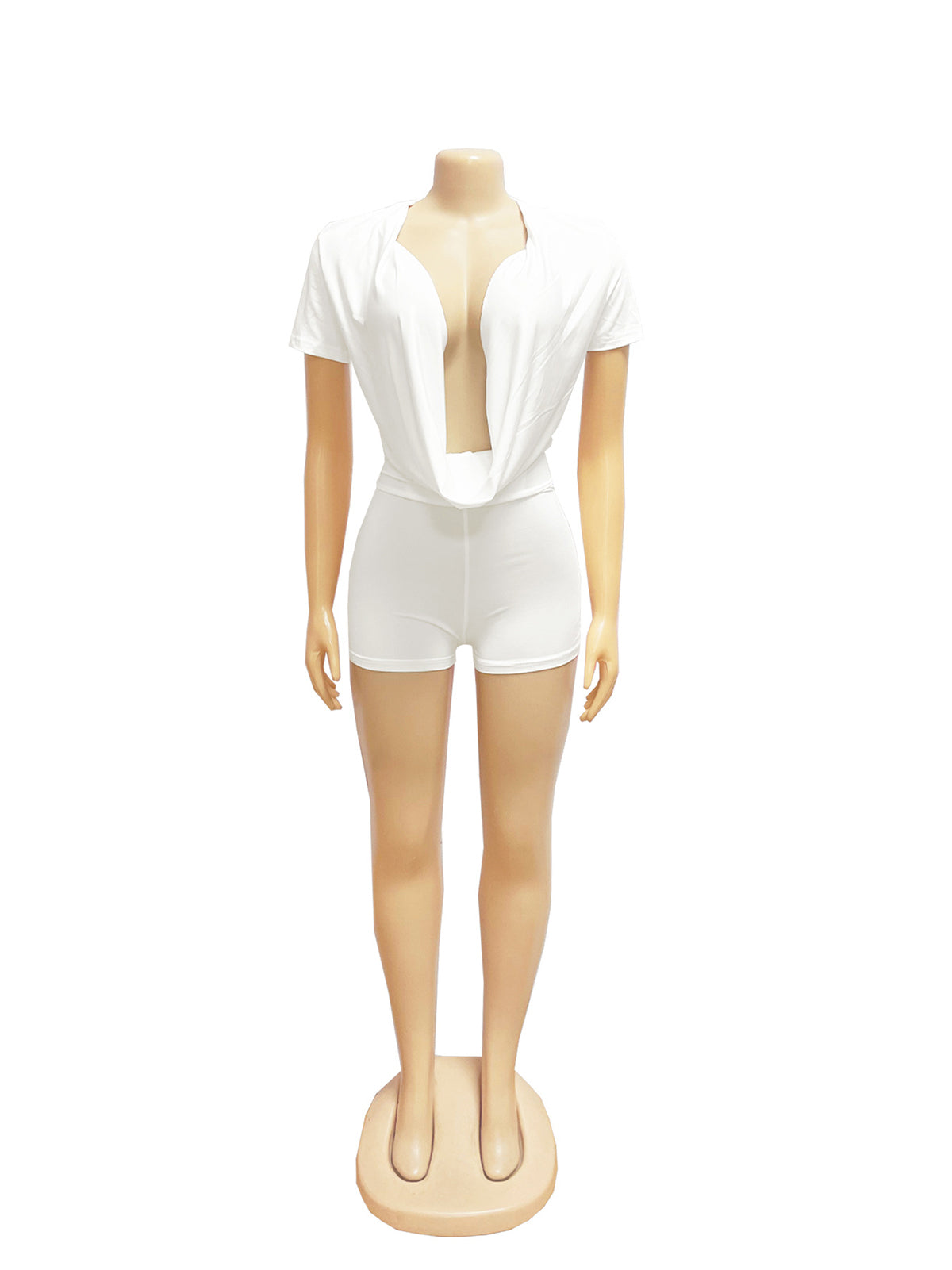Sexy Ruched Deep V Neck Fitted Rompers