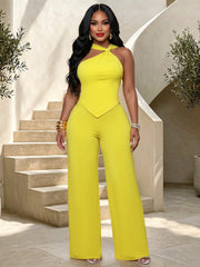 Women's Twist Front Wide Leg Pants Set