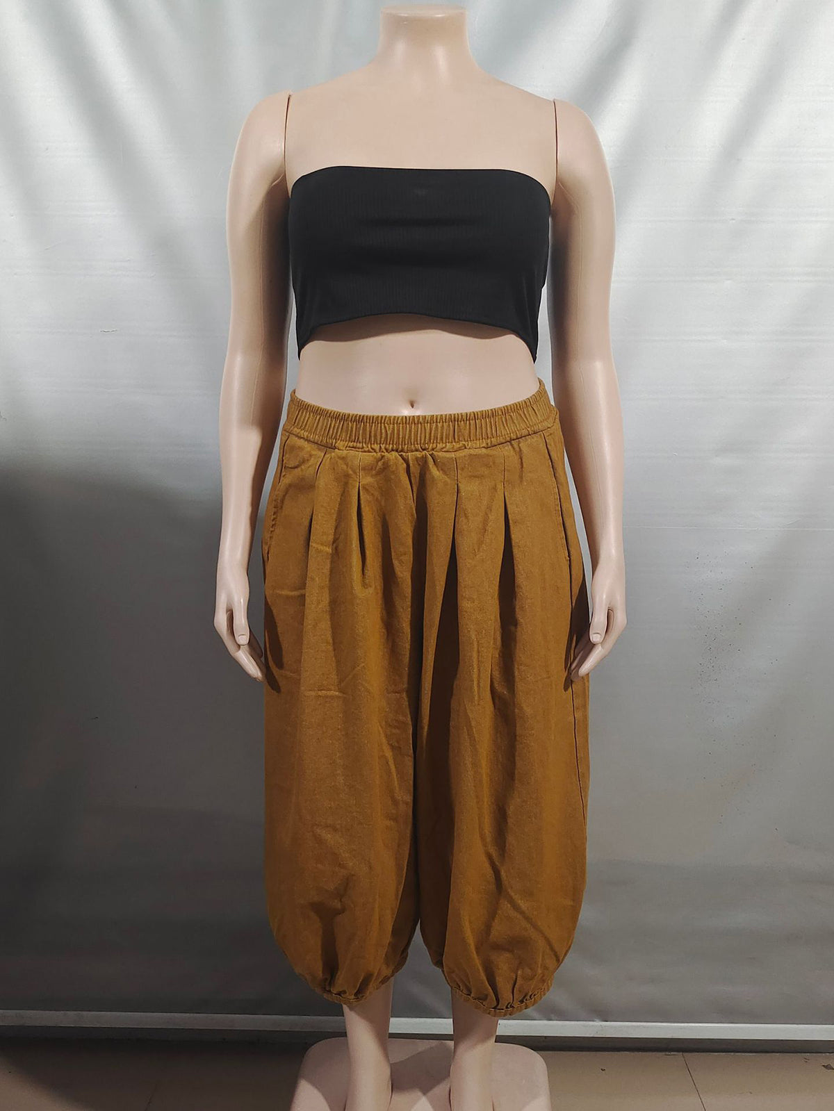 Denim Patchwork Loose Wide Leg Capri pants Jeans