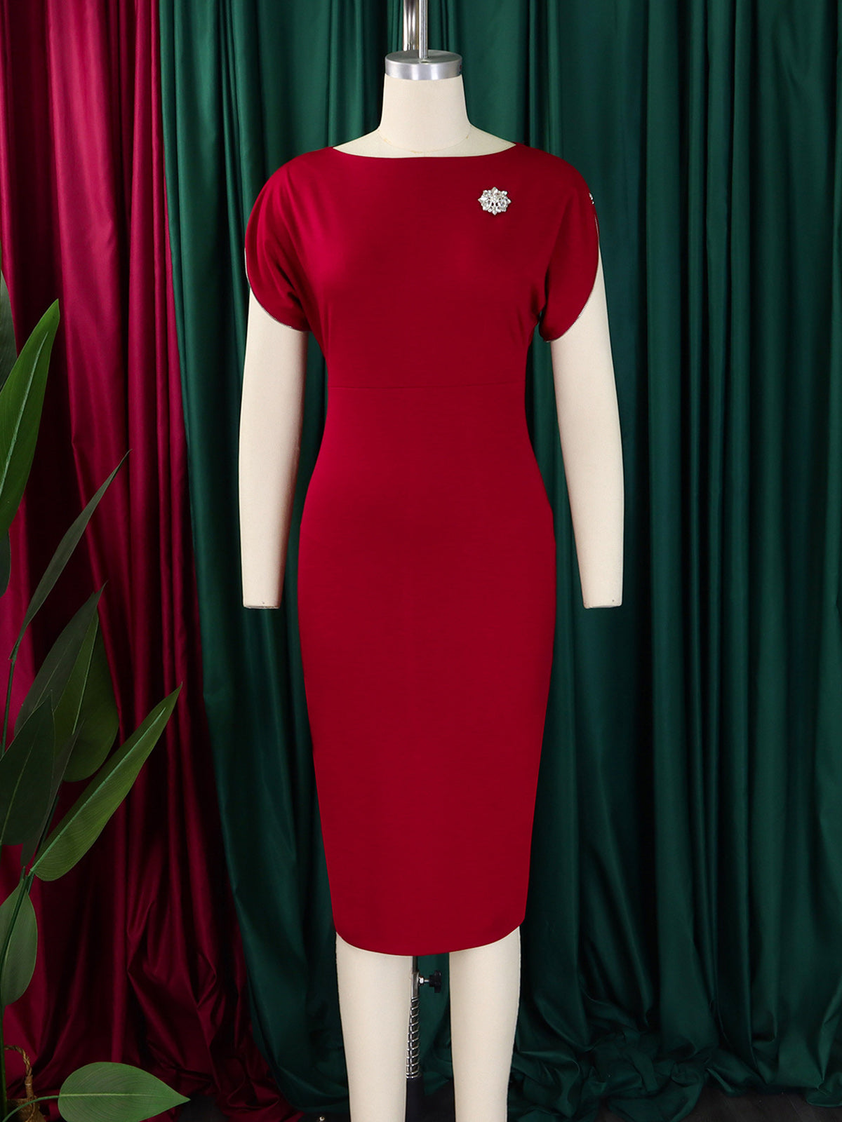 Elegant Round Neck Bodycon Pencil Dress