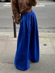 Casual High Waist Solid Wide Leg Pants