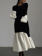 Velvet O-Neck Bell Sleeve Nightclub Party Dress