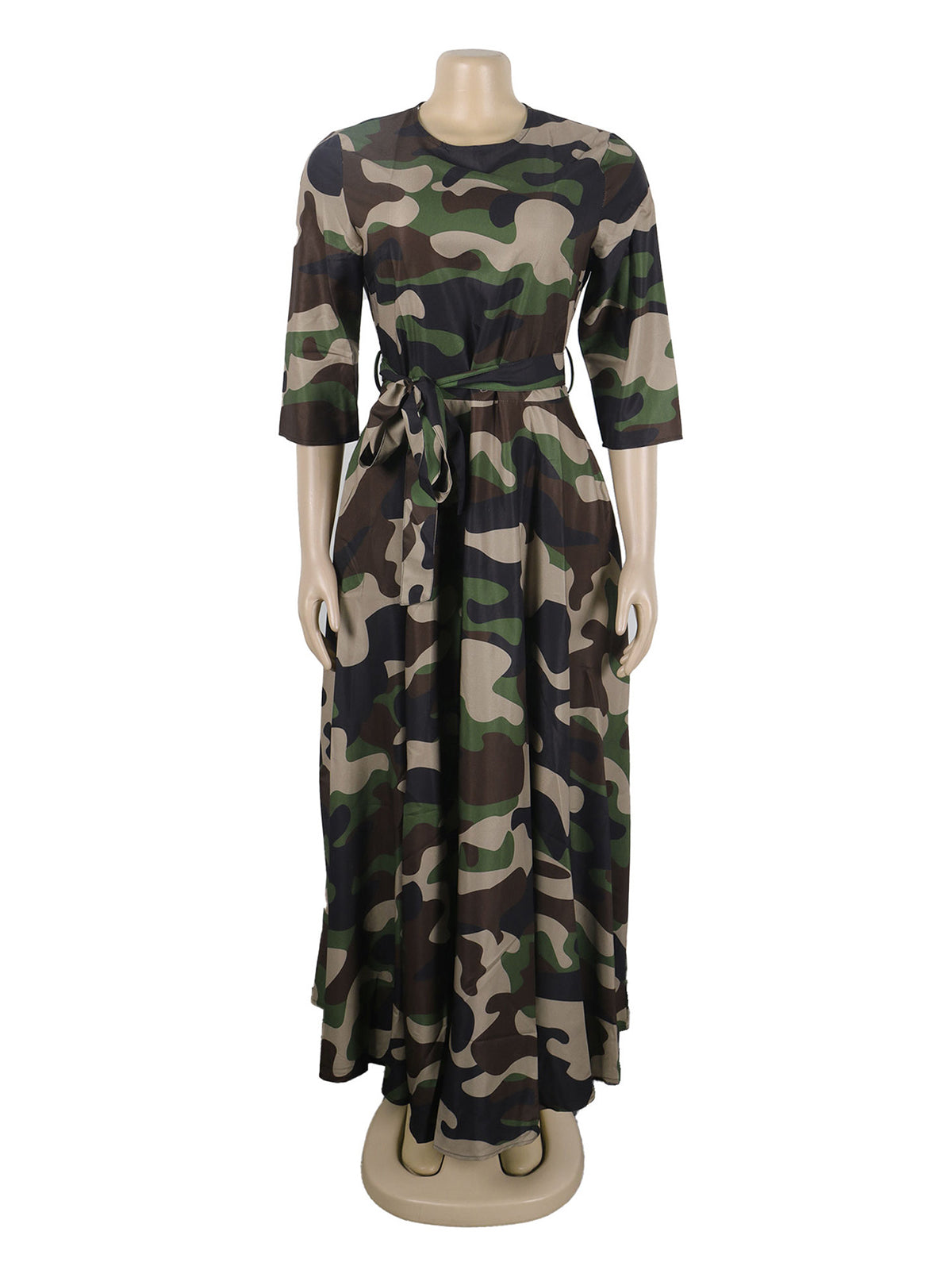 Casual Camo Print Bandage Slim Dress