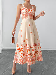 Fashion High Waist Holiday Casual Print Dress