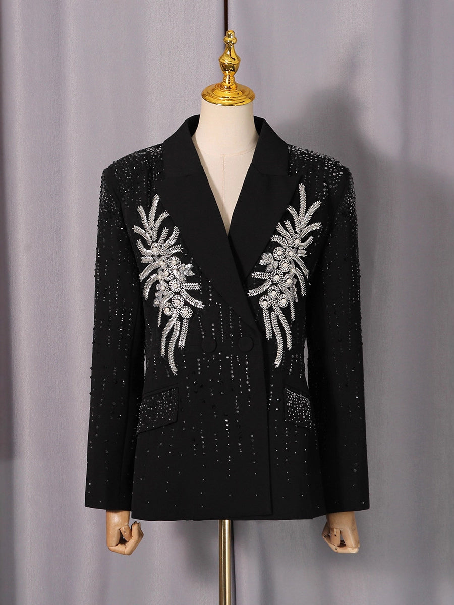 Fashion Rhinestone Embellished Slim Blazer