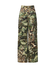 Fashion Wide-leg Camo Cargo Pants