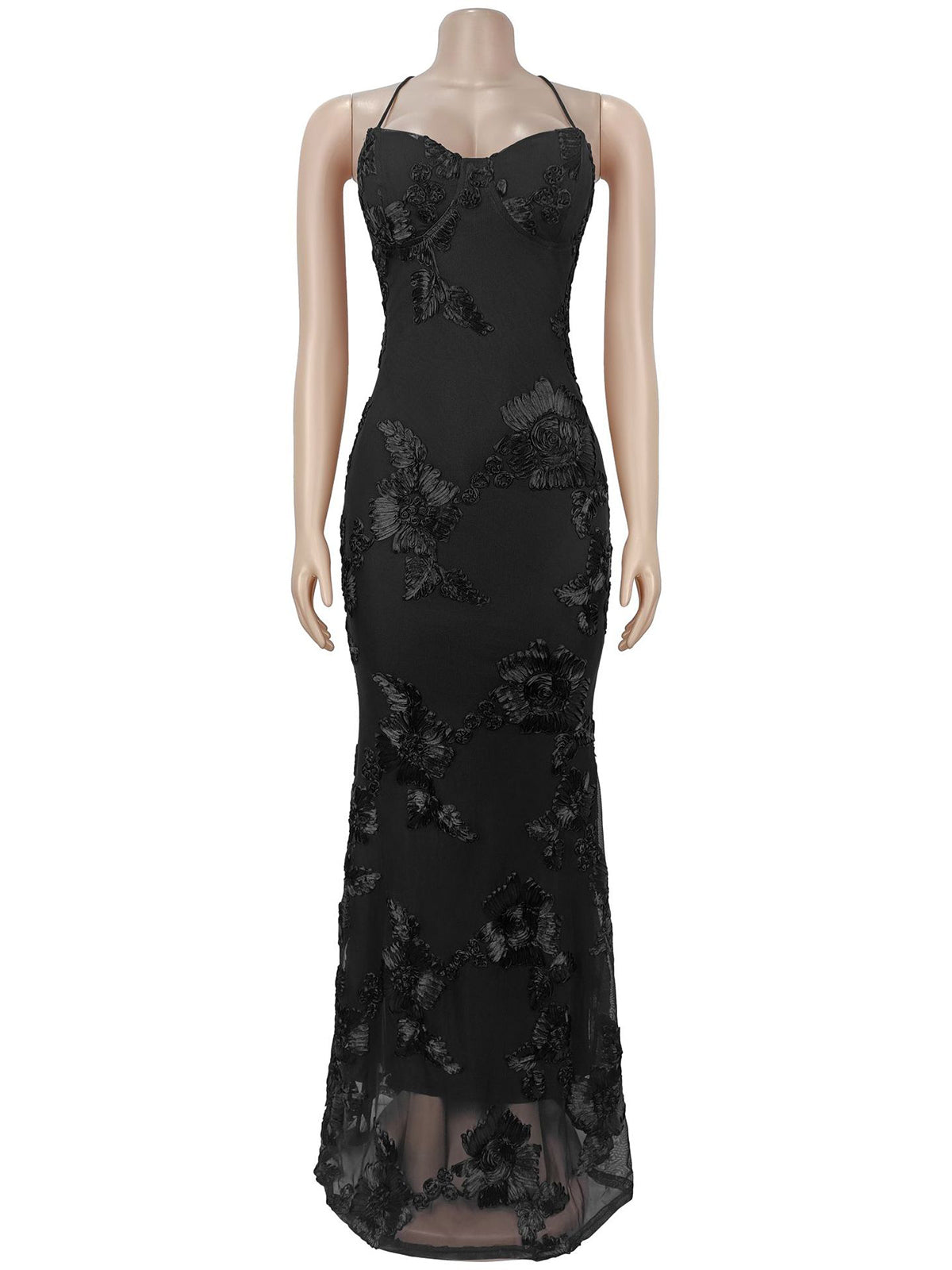 Fashion Spaghetti Straps Backless Bandage Maxi Dress