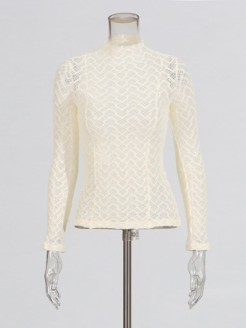 Fashion See Through  Lace Slim T Shirt