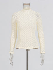 Fashion See Through  Lace Slim T Shirt