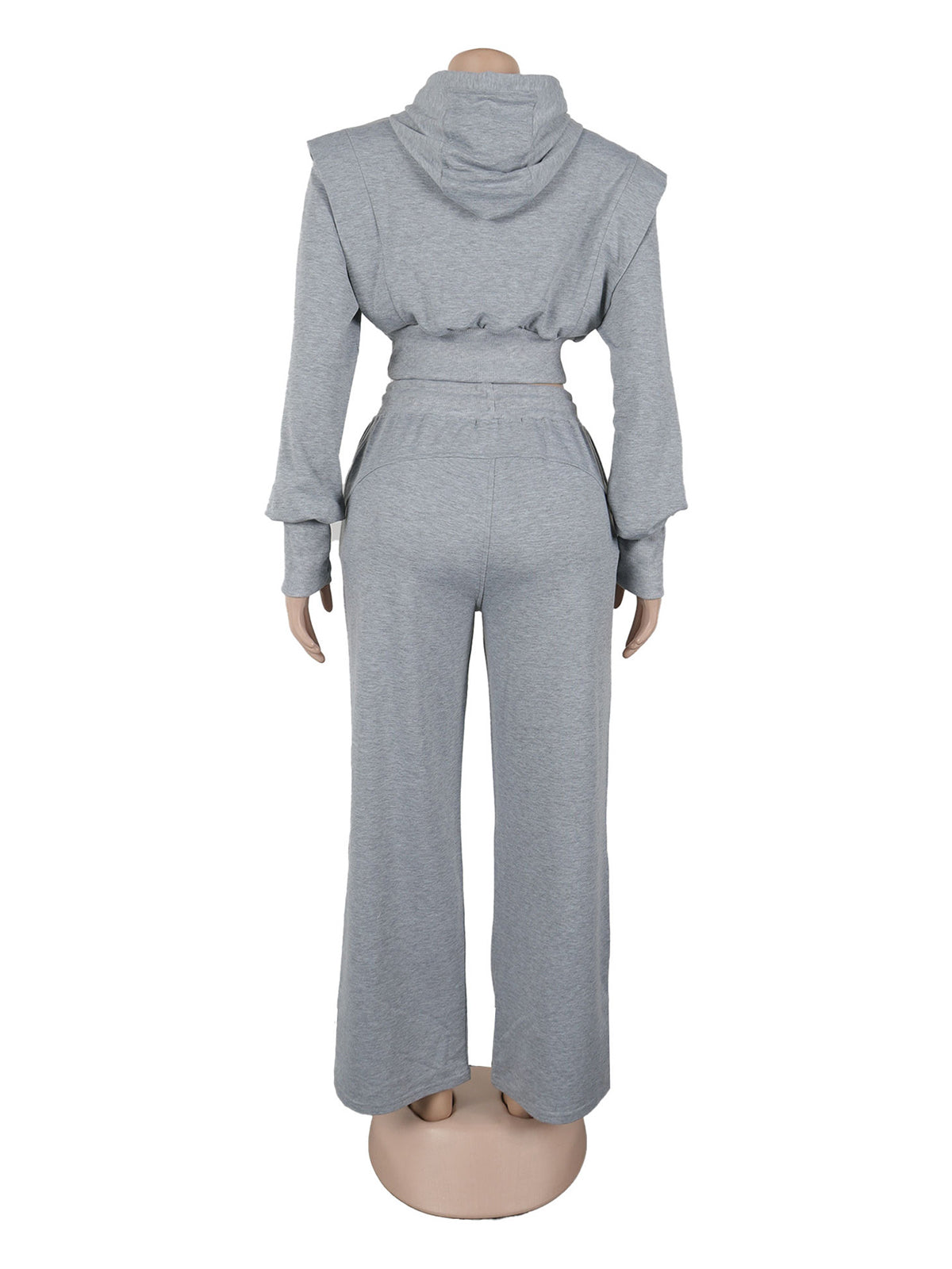Casual Cropped Hoodie Straight Leg Pants Sets