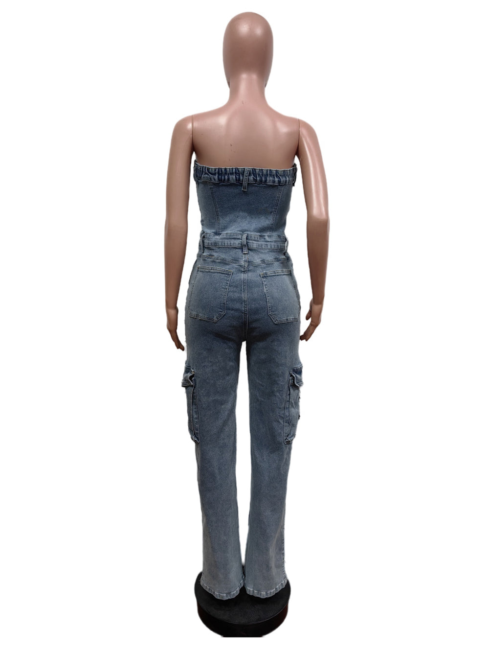 Sexy Strapless High Waist Denim Jumpsuit