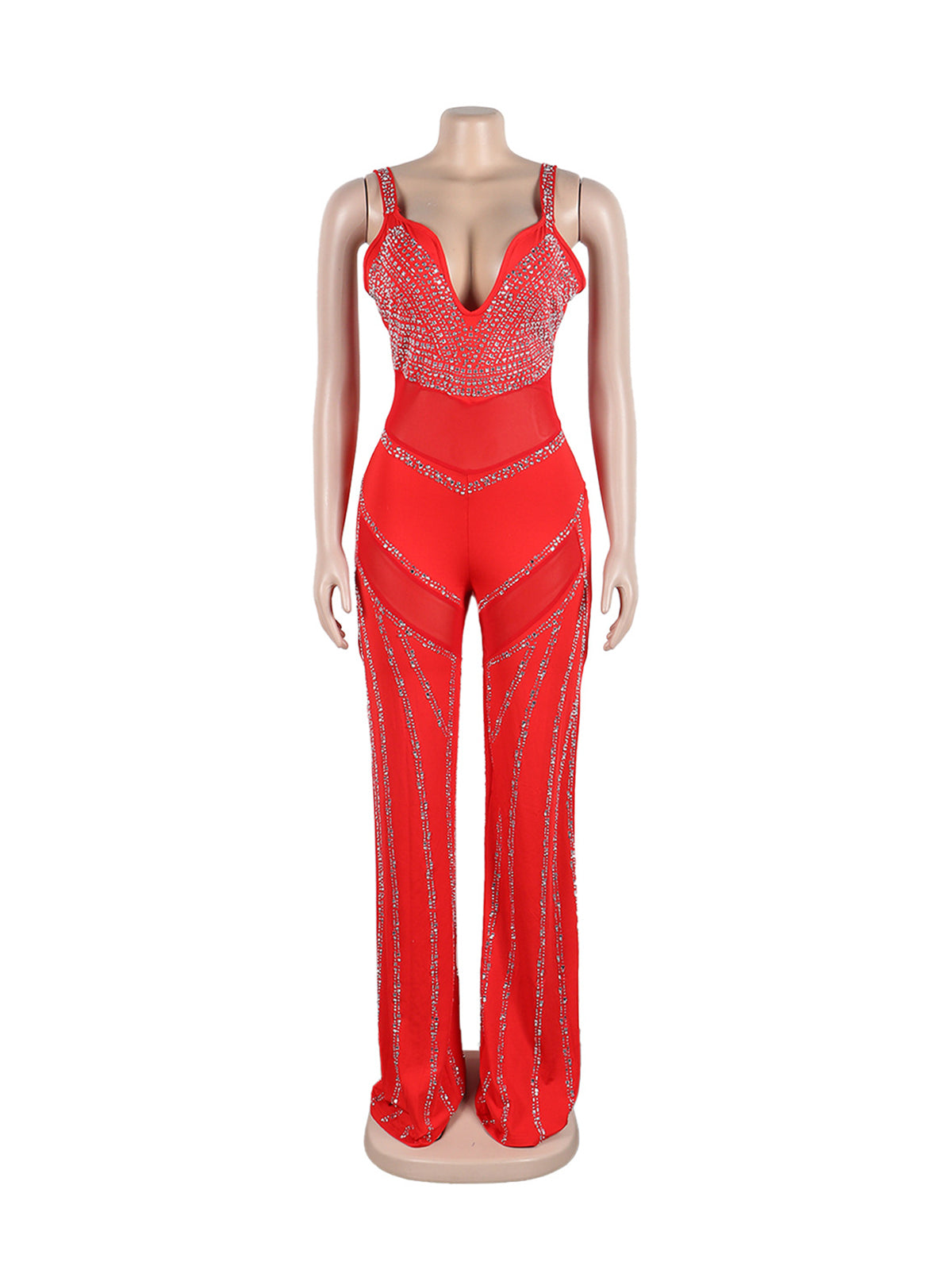 Sexy Deep V See Through Skinny Jumpsuit